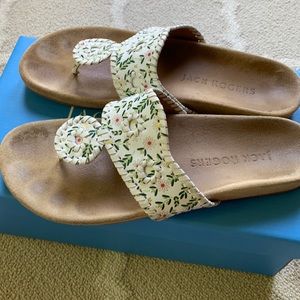 Jack Rogers Comfort Sandal White with floral design Size 9 M